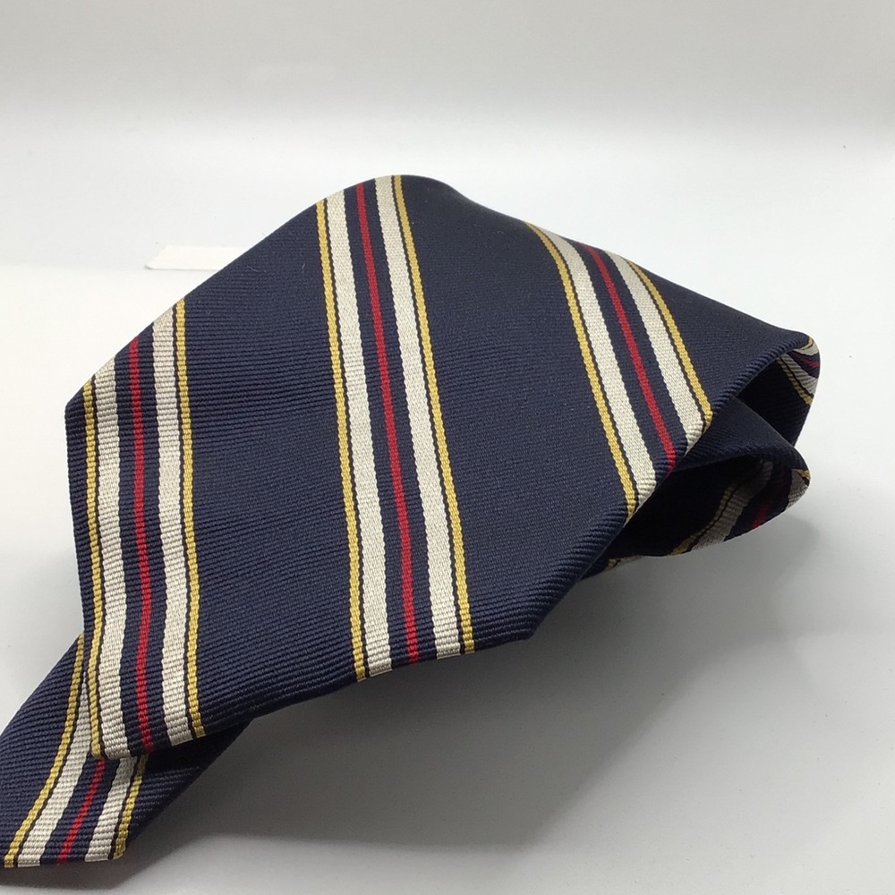 All Silk Navy Striped Men’s Clip on Tie